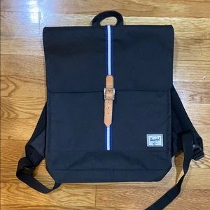 Herschel City Backpack; black w/ blue detail